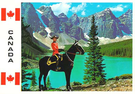 Photo Postcards on Member Of The Famous Royal Canadian Mounted Police Set Against A